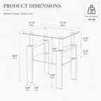 Meihua Tempered Glass End Table, Black Modern Square Side Table with Metal Frame, 2-Tier Glass Accent Table for Living Room, Bedroom, Apartment & Small Spaces