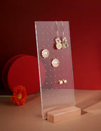 GemeShou Beech earring display for selling jewelry, wooden earring holder for studs display, small jewelry studs display board for show【Wood stand with acrylic board-Beech】