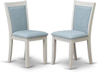 East West Furniture V077MZ015-7 7 Piece Dinette Set Consist of a Rectangle Dining Room Table with V-Legs and 6 Baby Blue Linen Fabric Parson Dining Chairs, 40x72 Inch, Multi-Color