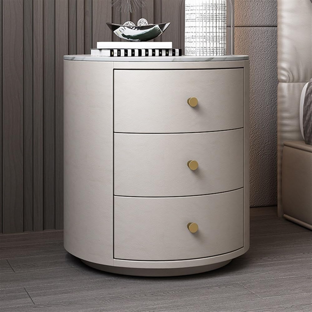 Bedside Table, Round Nightstand Night Stand Modern Nightstand Bedside Table w...