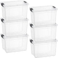 Superio Storage Bins with Lids- 6 Pack, 4.75 Qt Clear Boxes for Organizing, Stackable Plastic Containers- BPA Free, Non-Toxic, Odor Free, Organizer for Home, Office, Dorm