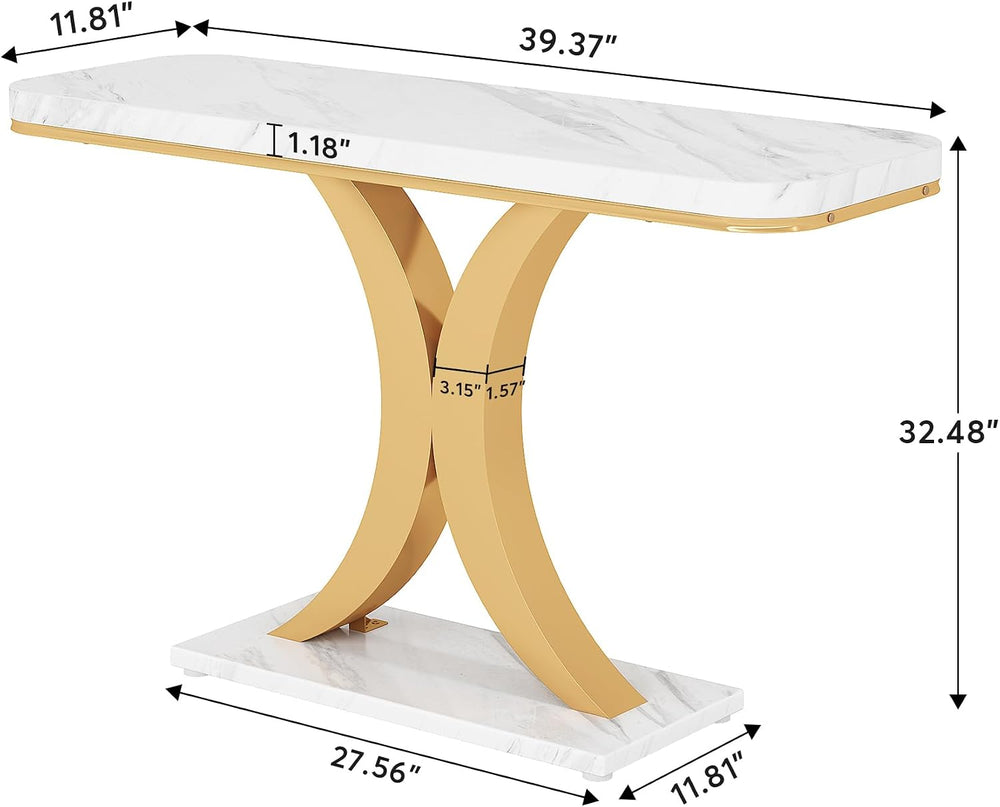 Tribesigns Modern Gold Console Table, 40 inch Narrow Entryway Foyer Table wit...