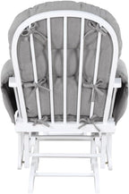 Glider and Ottoman White Wood and Oyster Fabric