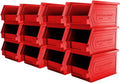 Plastic Storage Bins, Hanging, Stackable, Storage Organizer Bin for Warehouses, Workshops 9-Inch x 5-Inch x 5-Inch, Red, 12-Pack
