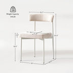 Beige Fabric Dining Chairs Set of 4, Armless Upholstered Kitchen Chair,Modern Dining Room Chair with Curved Backrest
