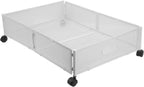 Under Bed Storage Containers with Wheels Grid Pattern Removable Type Shoe Storage Drawer Under Bed Detachable Metal for