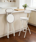 2 PCS Folding Bar Stool with Back, Set of 2-Folding Bar Stool Chair with Back, Tall Foldable Stool Seat Padded Portable Stools Counter Height Foldable Stools for Adults Kitchen Island (White)