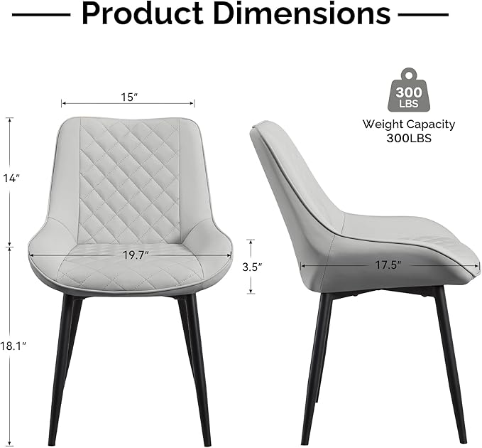 Dining Chair Set of 8, Modern Dining Chairs with Thick Cushions, Faux Leather...