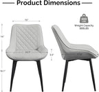 Dining Chair Set of 6, Modern Dining Chairs with Thick Cushions, Faux Leather Upholstered Kitchen Dining Room Chairs with Metal Adjustable Legs for Dining Living Room, Light Grey