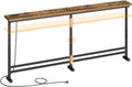 YATINEY 78.7" Console Table with Adjustable Height (27.6"-35.4") and Power Outlet, Skinny Behind Couch Table, Narrow Long Sofa Table for Living Room, Hallway, Entryway, Rustic Brown and Black CT09UBR