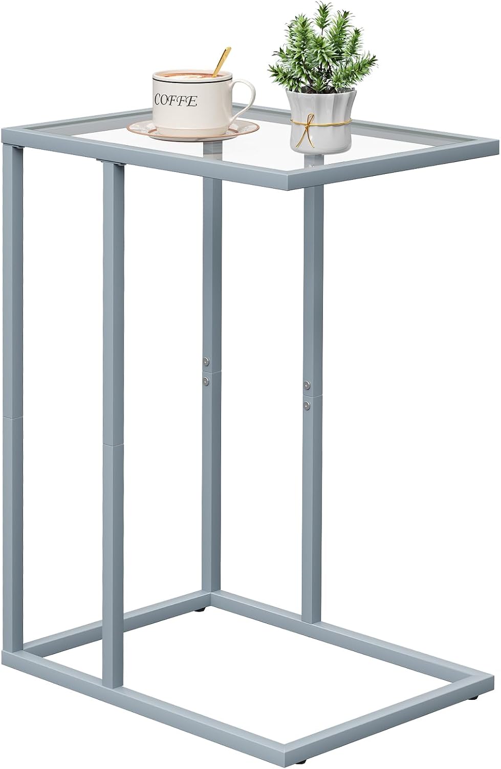 End Table,C Shaped Side Table for Sofa,Glass Couch Tray Snack Dinner Table fo...