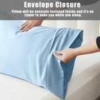 Pillow Cases King Size 2 Pack, Bamboo Rayon Cooling Pillowcases with Envelope Closure, Cool Breathable Pillow Case for Hot Sleepers & Night Sweats, 20x40 inches,Aqua Blue