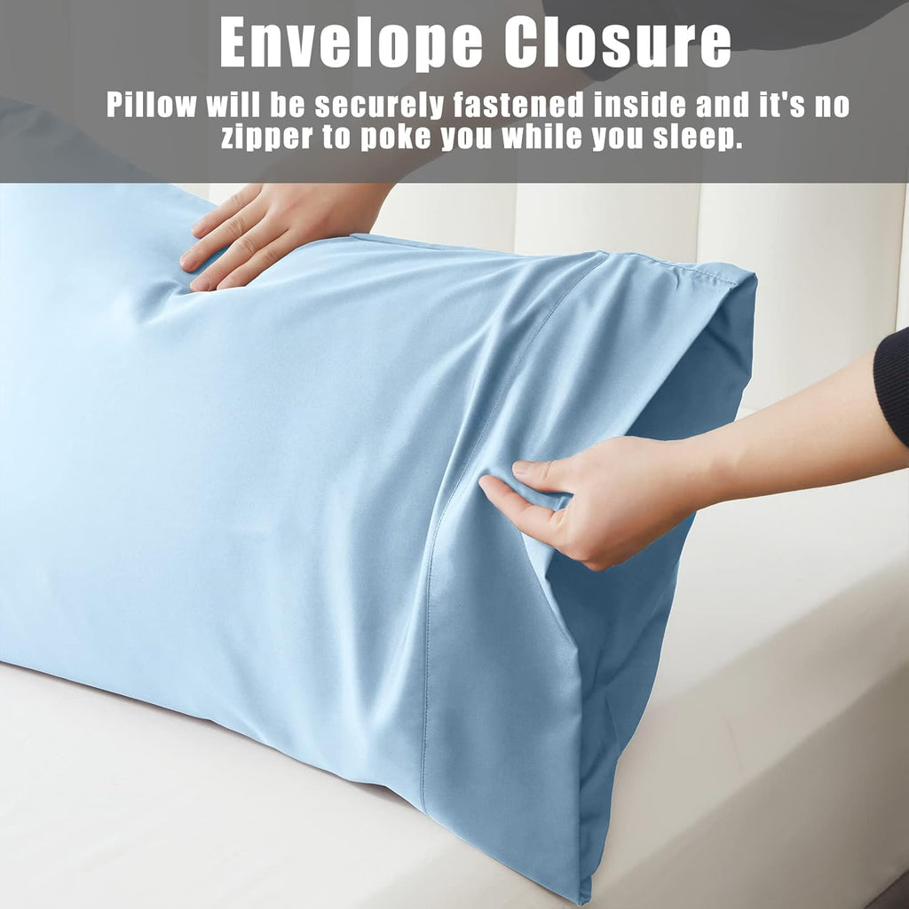 Pillow Cases Standard Size 2 Pack, Bamboo Rayon Cooling Pillowcases with Envelope Closure, Cool Breathable Pillow Case for Hot Sleepers & Night Sweats, 20x26 inches, Aqua Blue