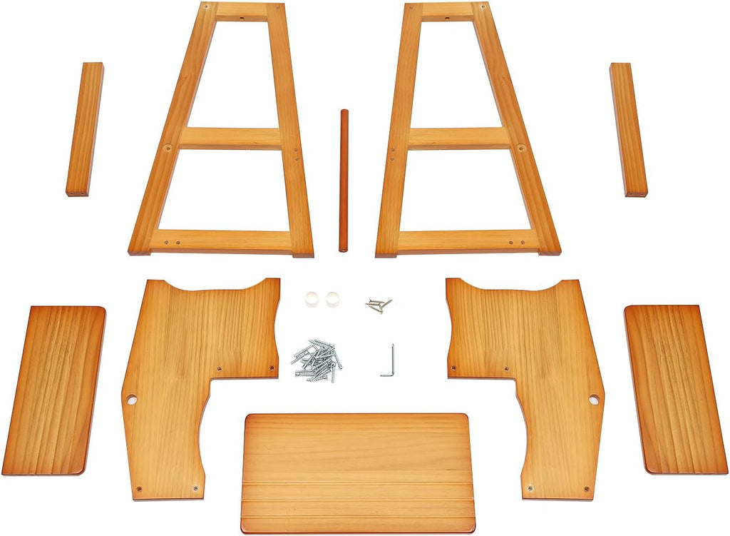 Folding Library Ladder Chair - Lightweight Portable 3-Step Stool, Display Stand and Flower Stand Multifunctional Stepladder for Home Kitchens and Garages (Honey)