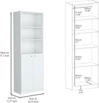 Kitchen Pantry Cabinet,Wooden Cupboard Credenza Cabinet with 3 Open Shelves & 2 Doors,Freestanding Kitchen Hutch Organizer for Dining Room,Living Room,White