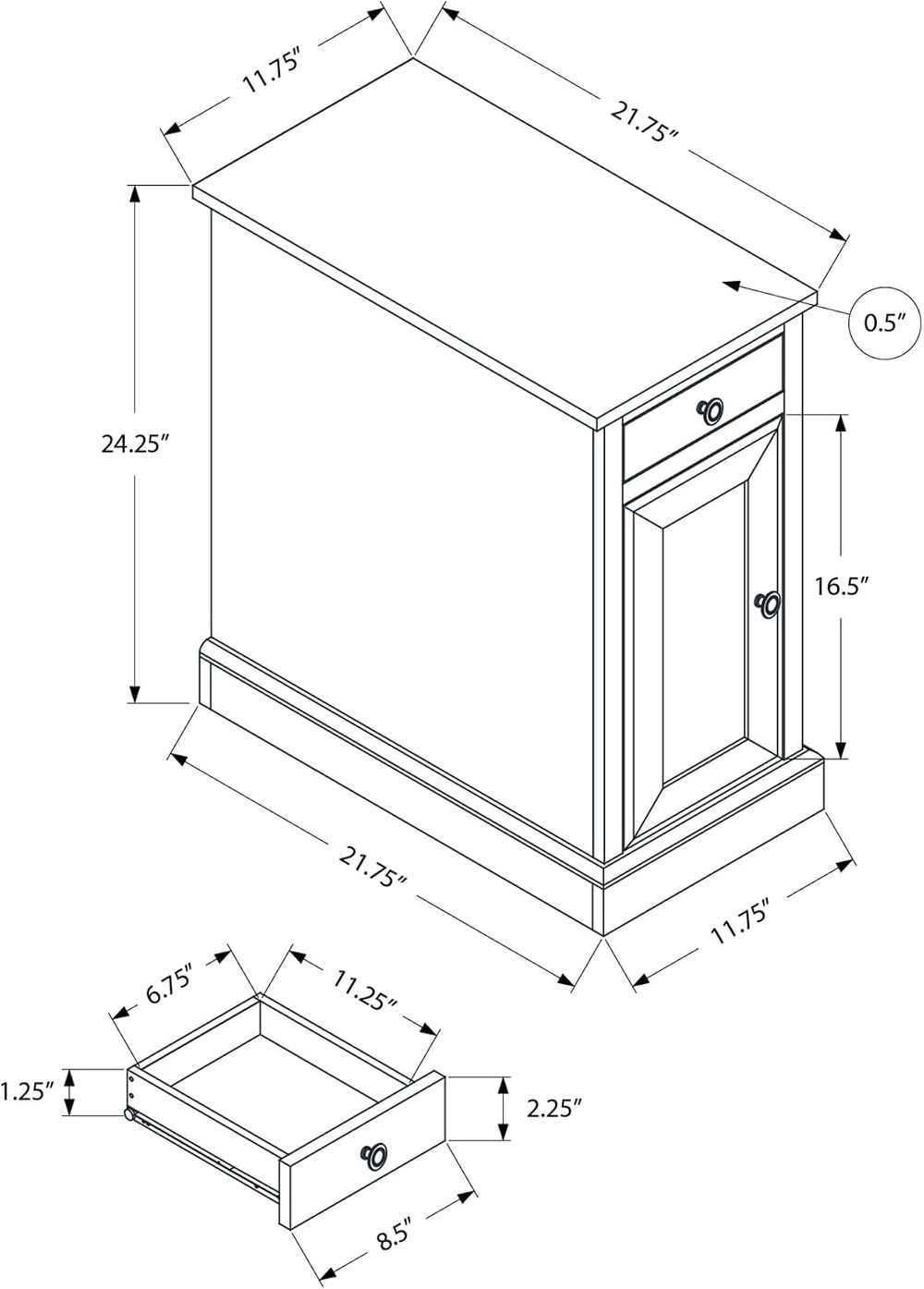 Monarch Specialties I 3992 Accent Table, End, Side Table, Nightstand, Antique...