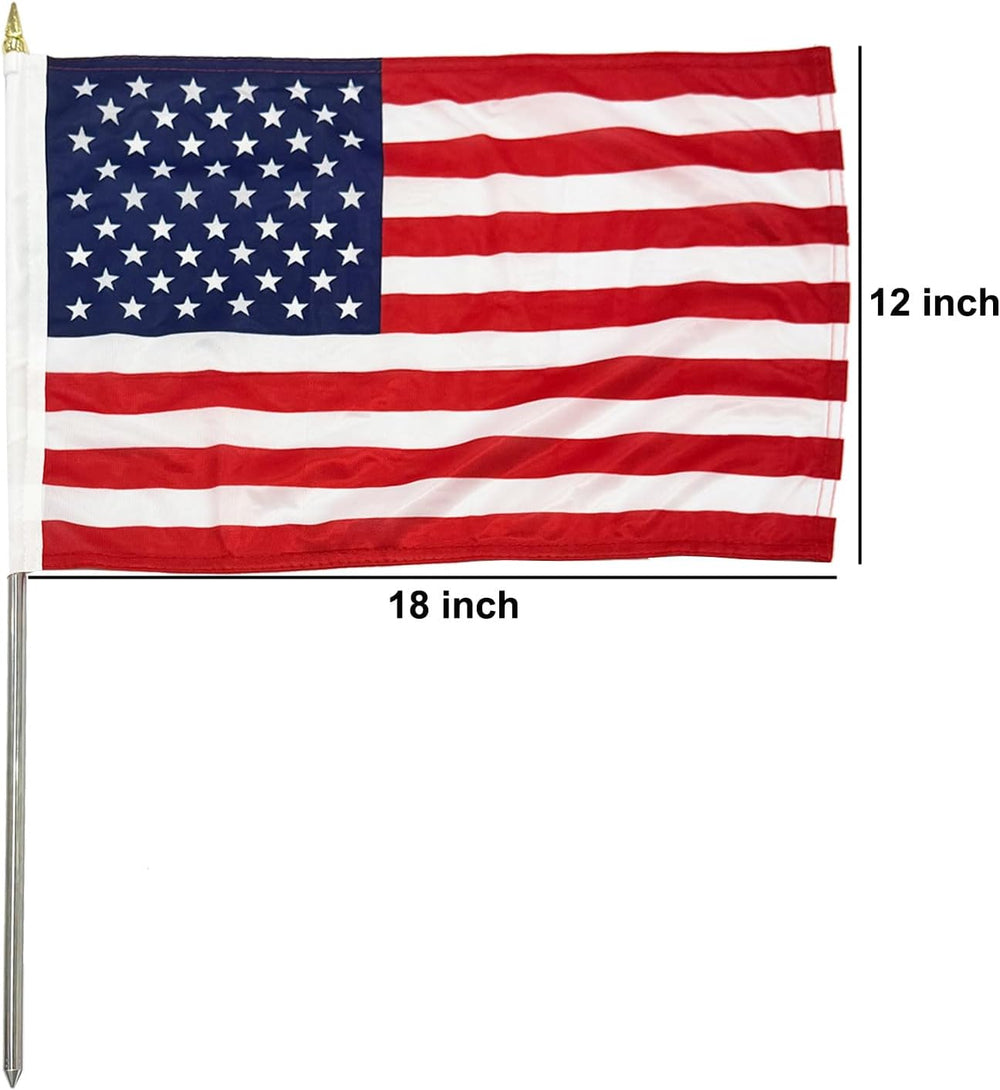 TOPFLAGS 12x18 Small American Flag on Stick 12 Pack Mini US Flags 12x18 Inch ...