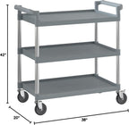 Gray Utility/Bussing Cart with Three Shelves - 42" x 20"