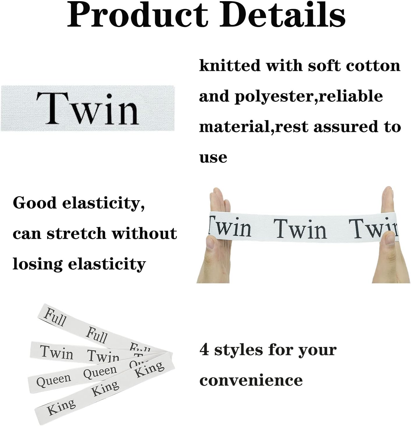 4 Pieces Bed Sheet Organizer Bands, Sheet Organizers and Storage Label Bands, Sheet Label for Bedding, Sheets Organizer for Closet,Sheet Keepers Linen Labels Bedding Bands (4Pcs Twin)