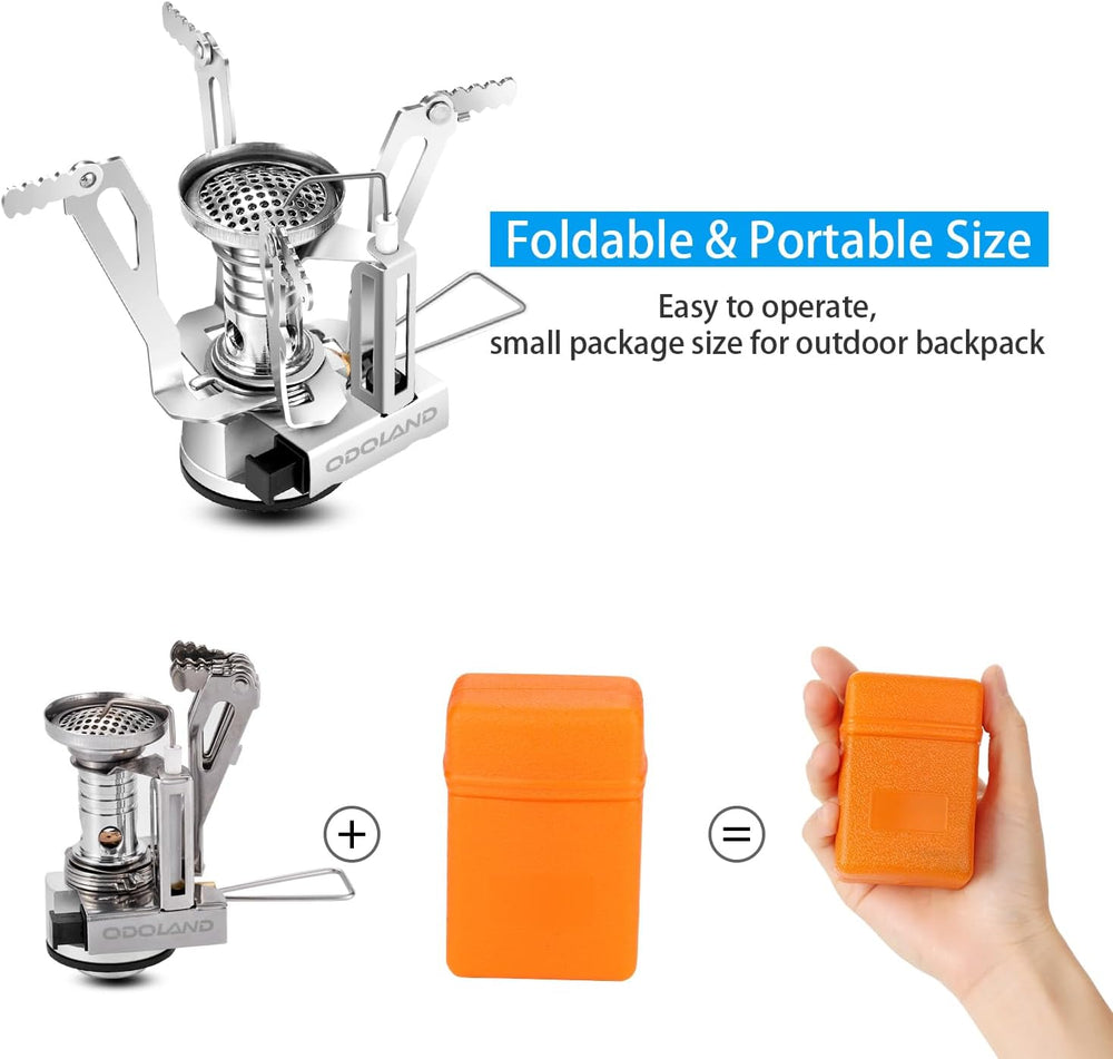 Odoland Camping Cookware Mess Kit, Lightweight Pot Stove Spork Set