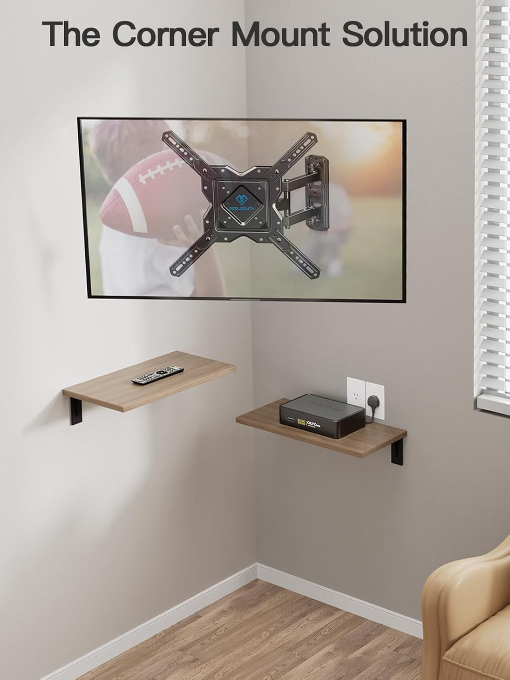 PERLESMITH Full Motion TV Wall Mount for 27-60 Inch Flat & Curved TVs, Single Stud TV Mount with Articulating Swivel Tilt - Wall Mount TV Bracket VESA 400x400mm up to 77 lbs, Perfect Center Design