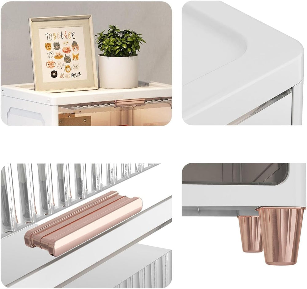 Translucent Nightstand with Flip Drawer, Simple and Stylish Bedside Table for...
