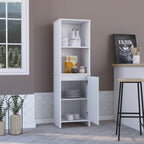 23.6" D*17.71" W*59.29" H Freestanding Storage Cabinet with 2 Shelves, Single Door, Rectangular Kitchen Pantry, Modern Minimalist, for Living Room, Dining Room, White