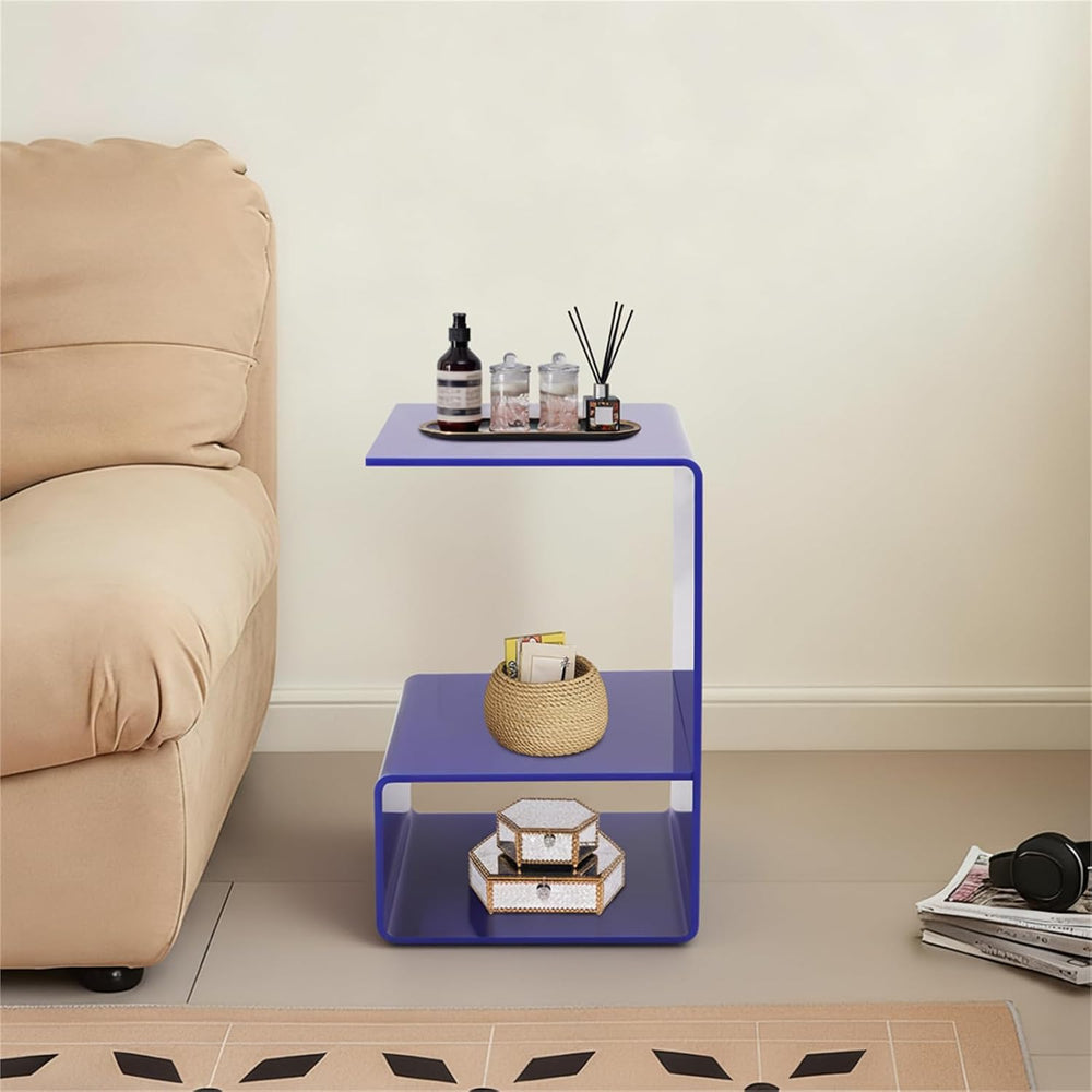 3-Tier Acrylic End Table, Sofa Side Couch Table Coffee Table, Small Space Org...
