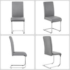 Yaheetech Dining Chairs Set of 6 Modern Faux Leather Upholstered Dining Room Chairs with High Back and Metal Chrome Legs for Kitchen/Living Room/Restaurant, Light Gray