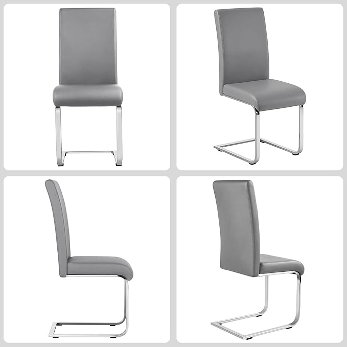 Yaheetech Dining Chairs Set of 2 Modern Faux Leather Upholstered Dining Room ...