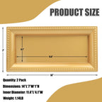 2 Pack Gold Bathroom Vanity Tray for Countertop with Beads, Small Plastic Toilet Tank Versatile Storage Organization Tray for Makeup, Perfume, Desk, Kitchen, Candles, 14"x7"x1", 36G