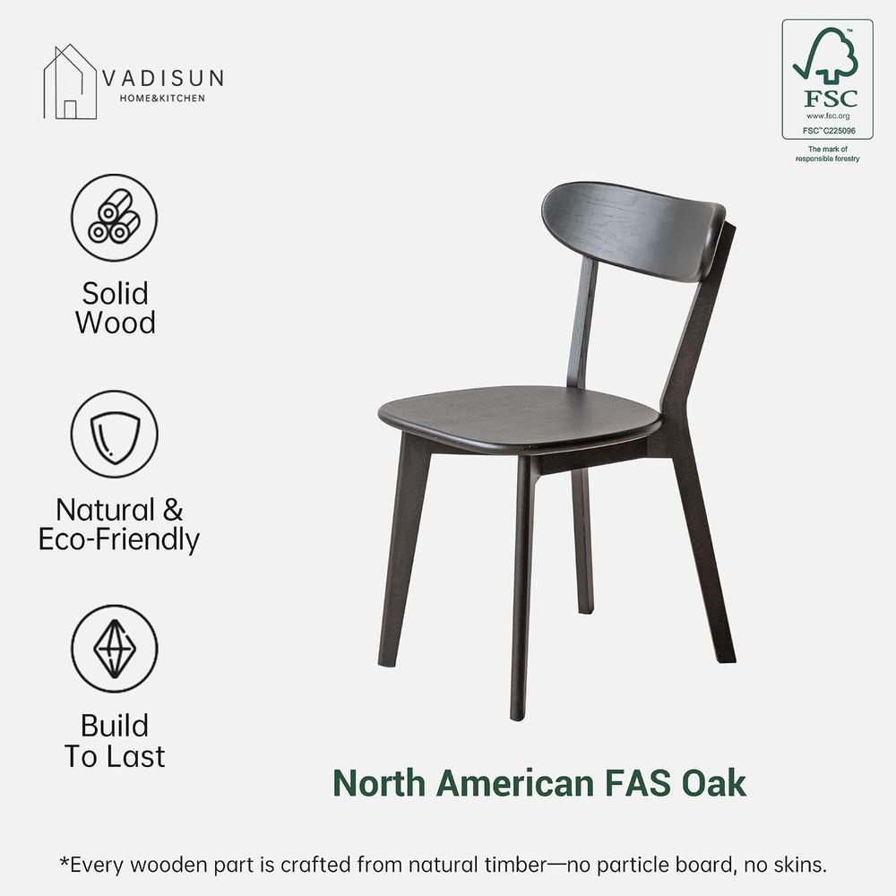 Oak Dining Chairs, Kitchen Chairs, 100% Solid Wood Modern Dinner Chair with C...