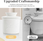 Butter Crock for Counter with Water, French Butter Keeper for Spreadable Butter Ceramic Butter Dish with Lid for Countertop, Butter Container Holder, Home Kitchen Decor (White, M)
