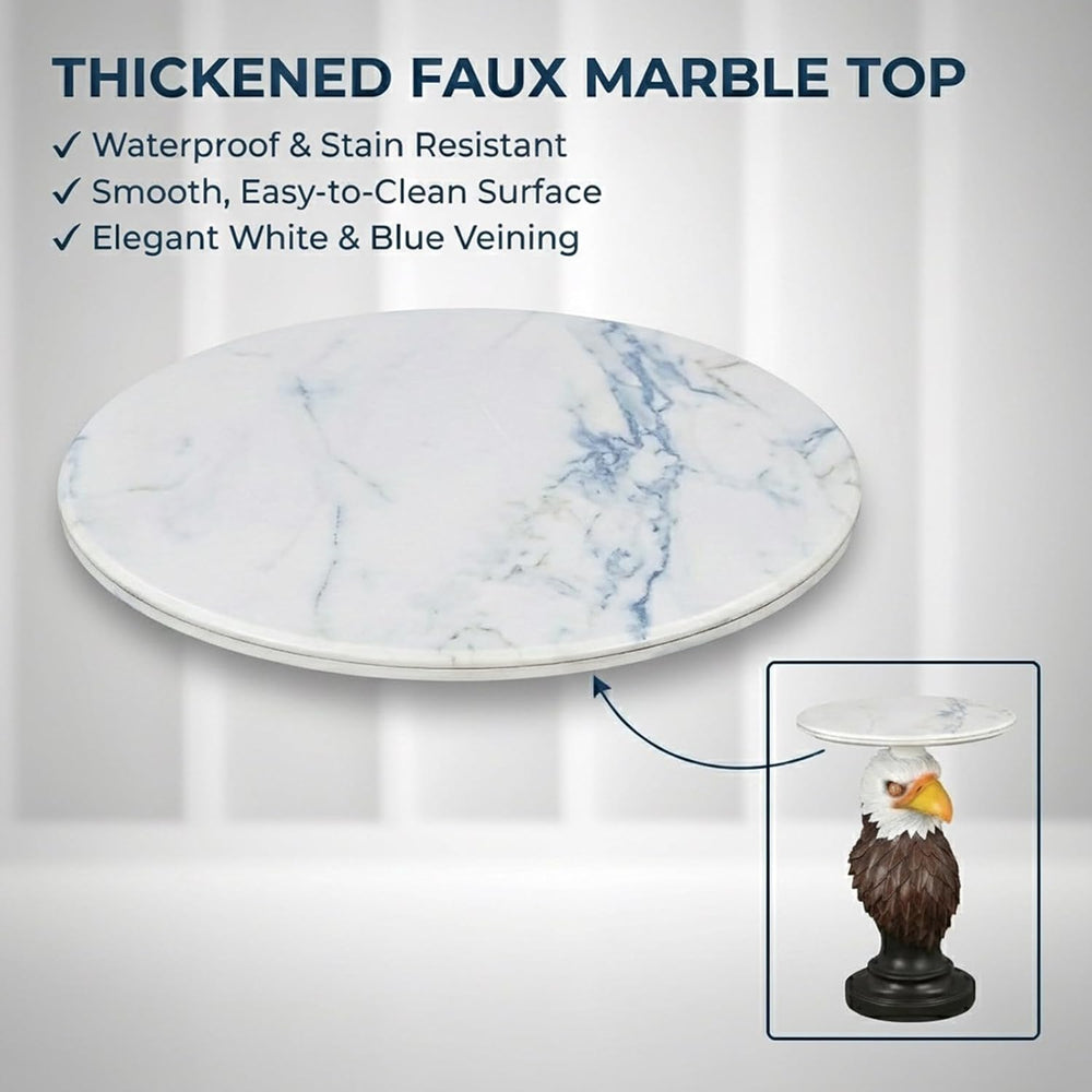 Animal End Tables, Eagle Head Accent Table with Artificial Marble Top, Resin ...
