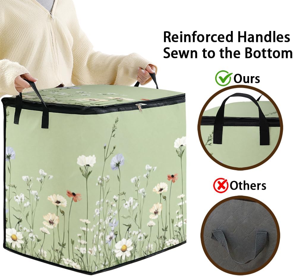 2pcs blanket storage bag for under bed,closet organizers 95L | clothing sweater sheet bedding comforter duvet quilt pillow toy storage bags with lids,dorm room essentials for containers