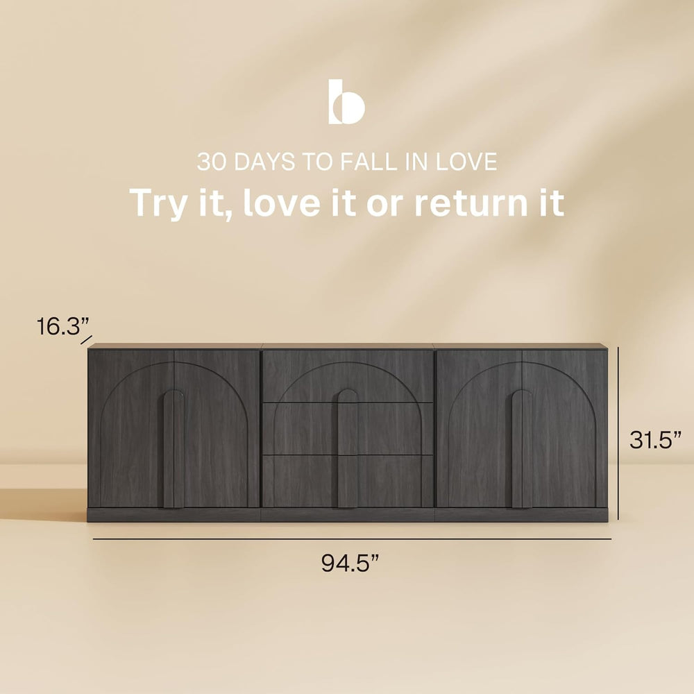 BELLEZE 3-Piece Modular Sideboard Cabinet Set Freely Configurable, Modern Woo...