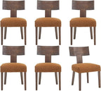 chairus Farmhouse Dining Chairs Set of 6, Upholstered Accent Chairs with Dark Brown T-Shape Wood Back Armless Kitchen Chairs with Soft Pad, Velvet Brown