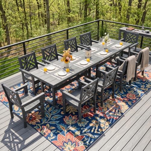 HDPE Dining Table Set for 10,12-Piece Outdoor Table and Chairs Include 10 Din...