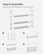 SONGMICS Shoe Rack, 3-Tier Shoe Organizer, Metal Storage Shelf, Upright or Upside Down, for 16-20 Pairs, Stackable, for Entryway, 11.8 x 36.2 x 21.7 Inches, Gray ULSA303G01