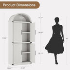 71.6" Arched Kitchen Pantry Cabinet,Farmhouse Arched Cabinet with Bookshelf and Storage Cabinets for Kitchen, Dining Room, Bathroom