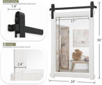 Rustic Barn Door Mirror: 24"x36" White Farmhouse Wood Frame - Wall Mirror for Entryway/Bathroom/Living Room Wall Decor