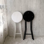 Foldable Round High Chair for Adults Compact White Folding Bar Stool Non Slip Office Stool for Kitchen(White)