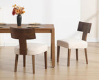 chairus Farmhouse Dining Chairs Set of 2, Upholstered Accent Chairs with Dark Brown T-Shape Wood Back Armless Kitchen Chairs with Soft Pad, Linen Beige