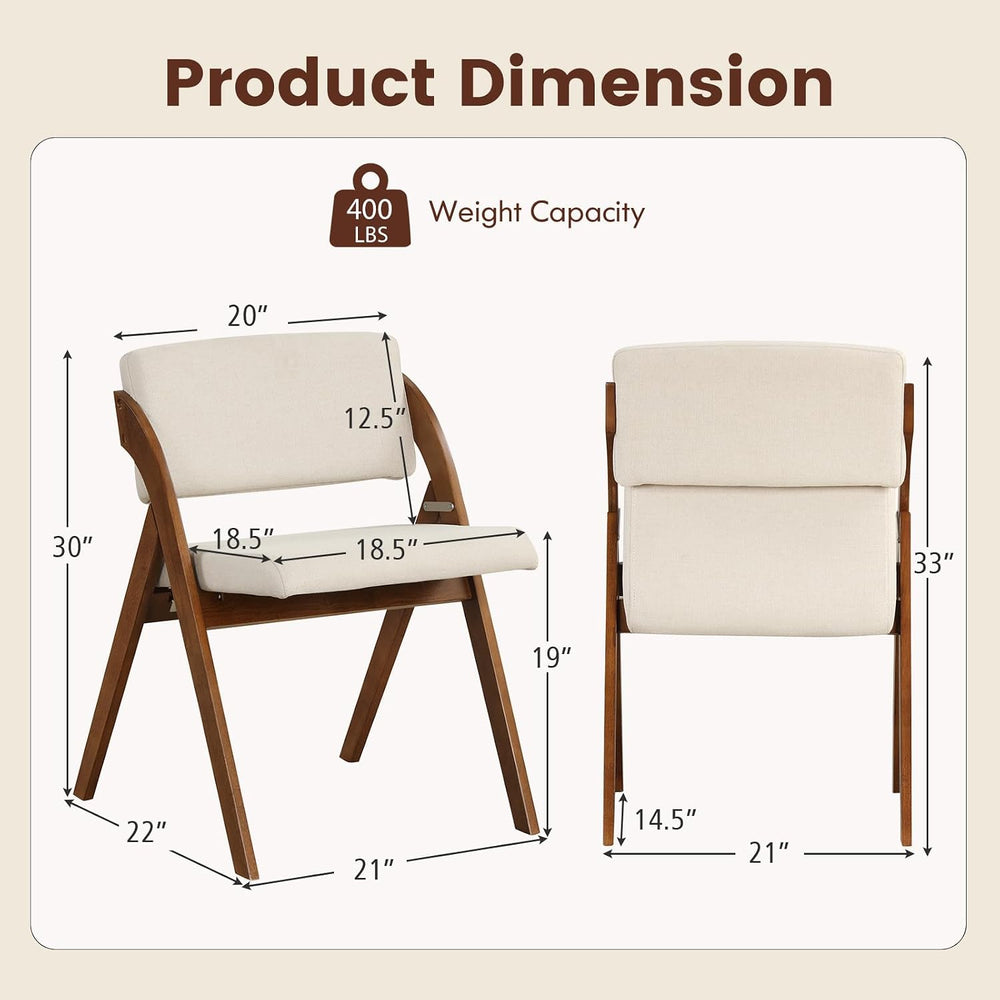 POWERSTONE Folding Chairs Set of 2 with Cushion, Modern Foldable Kitchen Dini...