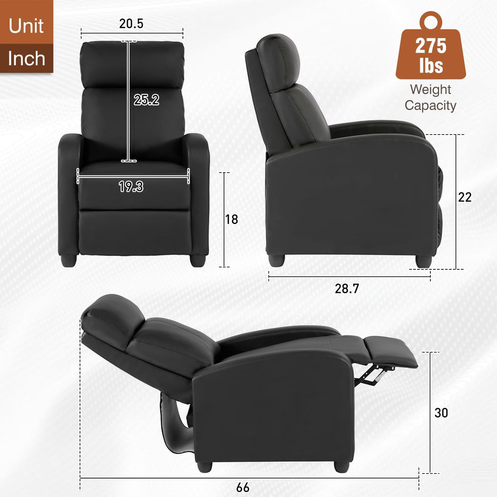 BestMassage | Recliner Chair | No Massage Function | Leather Black | with Lum...
