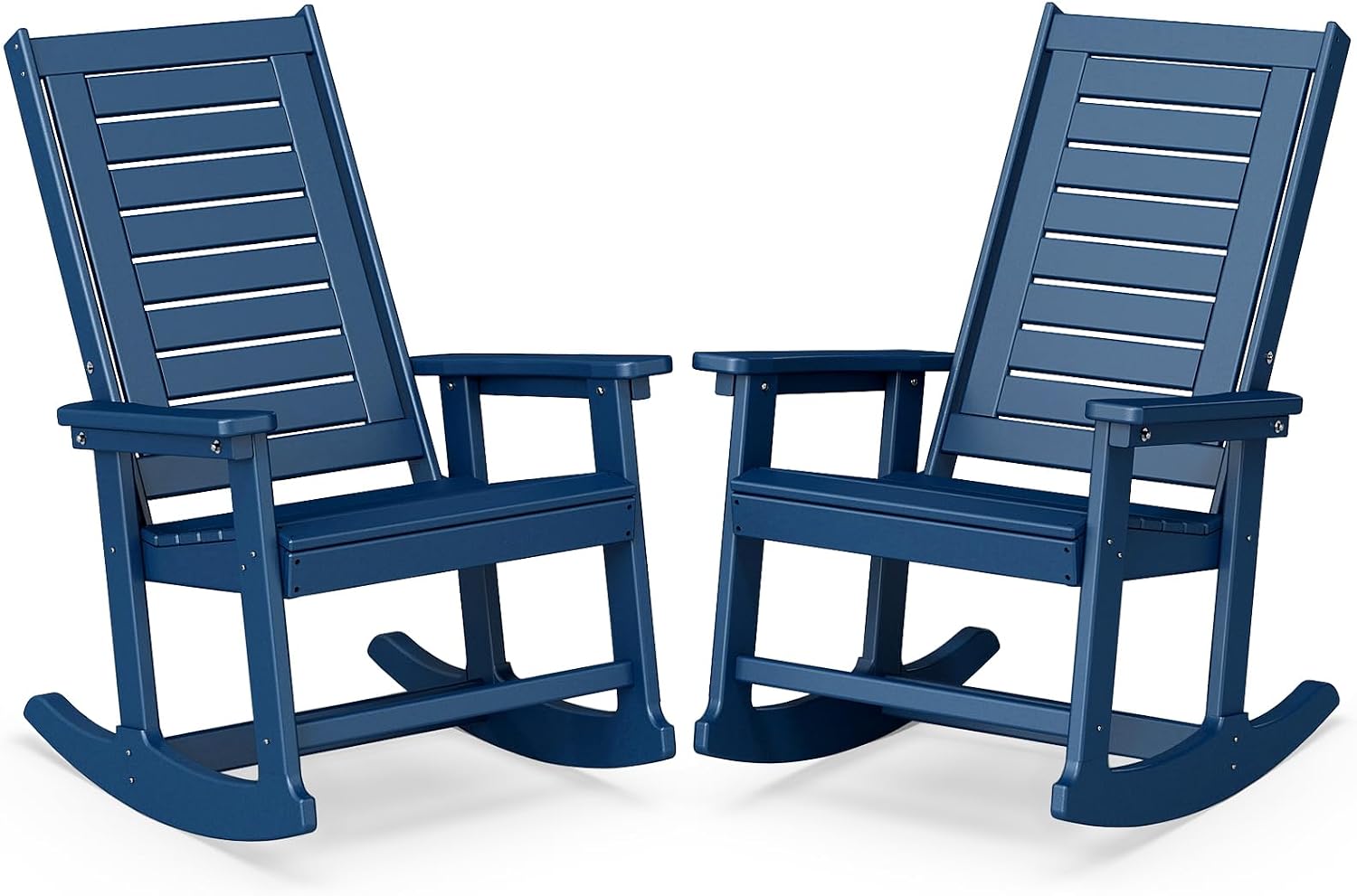 BRIOPAWS Outdoor Rocking Chairs | Set of 2 | Porch Rockers | HDPE Plastic| Blue | Oversized | Patio Rocker Chair | High Back | for Big Man | Weather Resistant | for Outside Deck Balcony Front Backyard