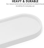 Matte White Round Soap Dispenser Tray, 8” Soap and Lotion Bottle Tray Organizer Plate for Bathrooms, Kitchens, Countertops - Holds 2 Soap Dispensers