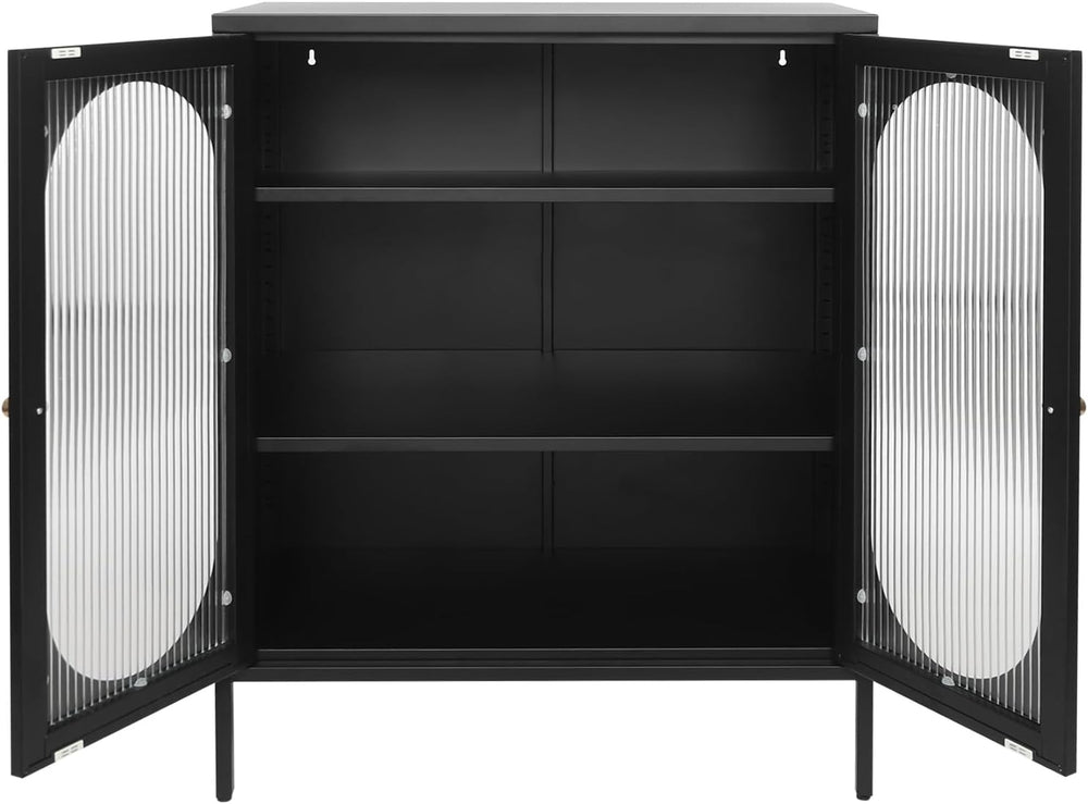 Xuthusman 3 Tier Floor Storage Cabinet, Freestanding Storage Unit with Adjust...