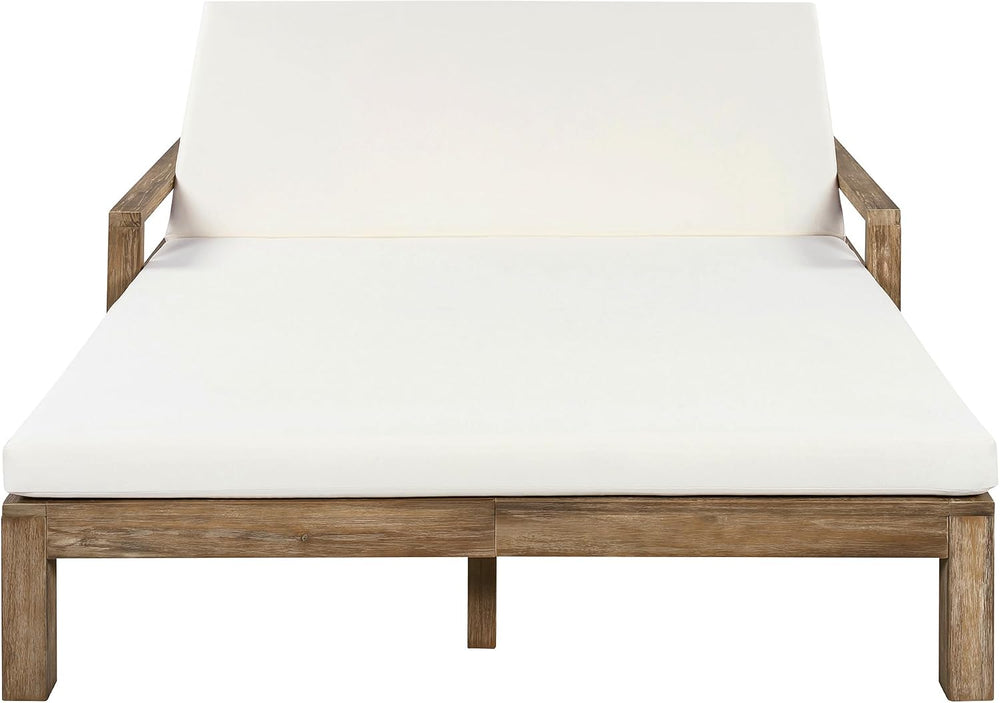 Merax Acacia Wood Outdoor Daybed Sofa, Farmhouse Patio Sun Lounger with Adjus...