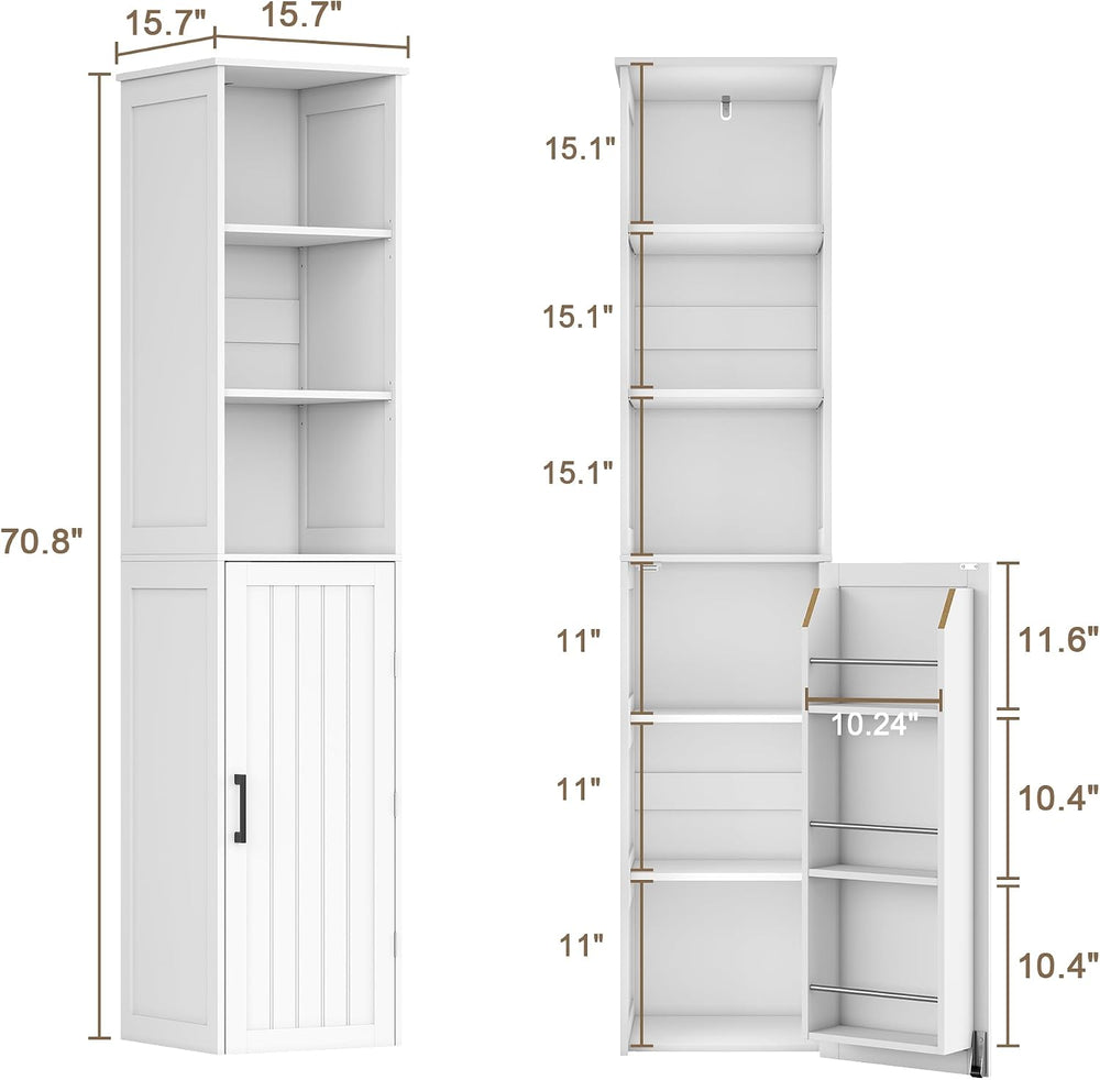 ChooChoo Narrow Kitchen Pantry Storage Cabinet, Slim Storage Cabinet with Adj...